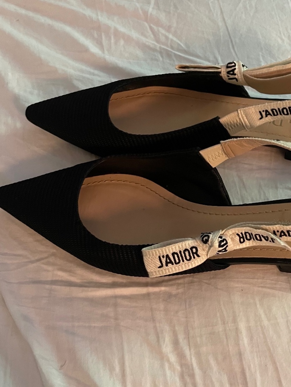 $990 Christian Dior Black Technical Canvas Ribbon J Adior Slingback Flats Sz 37 - Picture 3 of 16